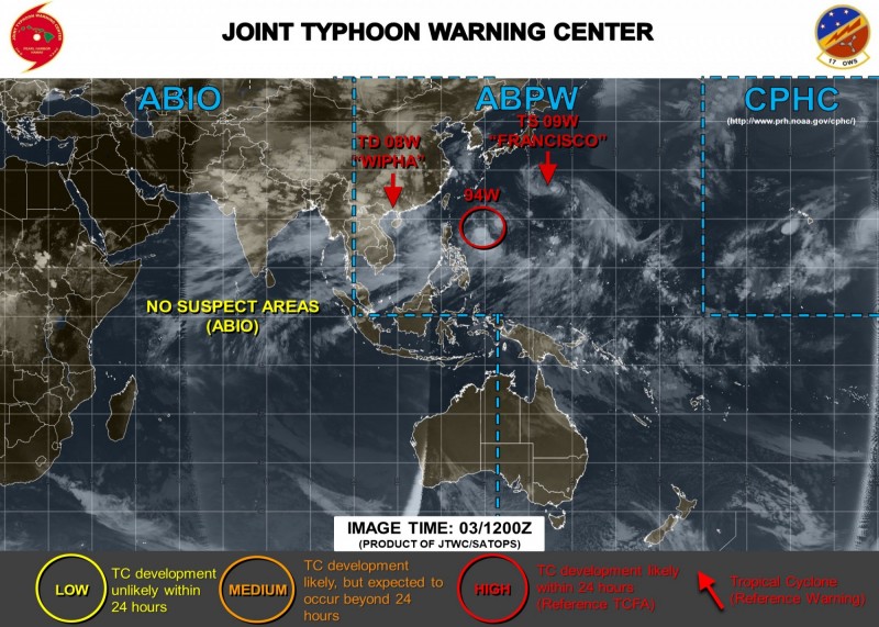 美軍預測，94W可能在24小時內成為熱帶氣旋。（圖擷取自JTWC）