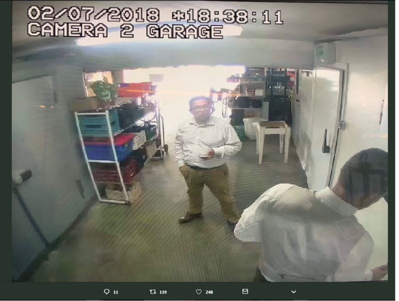 海航前CEO王健死亡前夕，中國安全部副部長陸忠偉出現在他下榻飯店的廚房內。（圖擷取自推特）