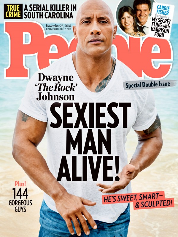 美國「時人雜誌」(People Magazine),宣布由前美國職業摔角選手好萊塢男星巨石強森,獲得了2016年度「最性感男人」的殊榮,也是自1996年丹佐華盛頓(Denzel Washington)獲選以來,第2位非白人得主。(圖擷自《People Magazine》)<br/><br/>