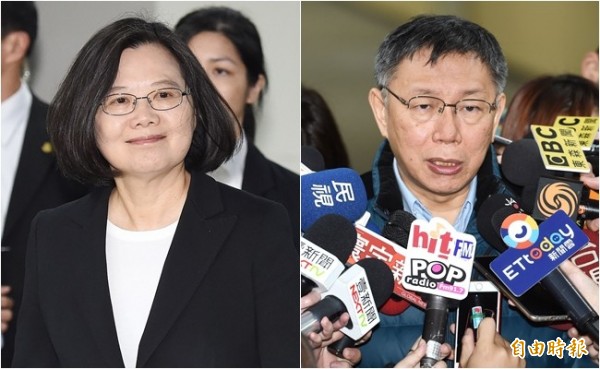 台北市長柯文哲近日網路聲量直直落，與總統蔡英文開始「接地氣」後，臉書粉絲日漸增多形成強烈對比。（資料照，本報合成）