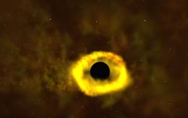 「超大質量黑洞」將恆星拉扯、撕碎並吞噬。（圖擷自NASA Goddard）