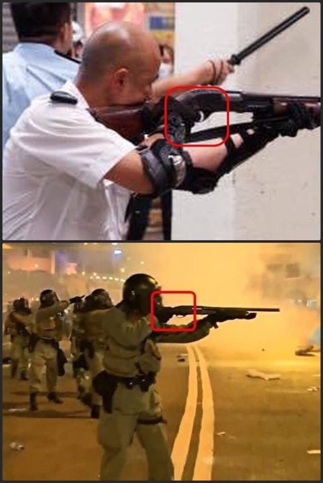 網友指出，該名員警將手指伸入板機。（圖擷取自TG＿18聯合群-南區）