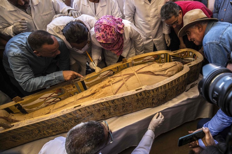 埃及南部古城勒克索附近出土30具近3千年前的木乃伊，當局表示這是近年來最重大的發現。（法新社）