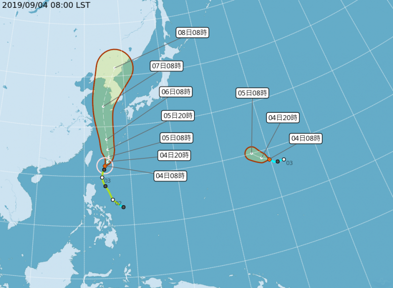「玲玲」颱風將通過台灣東部海面，週末影響朝鮮半島。（圖擷自中央氣象局）