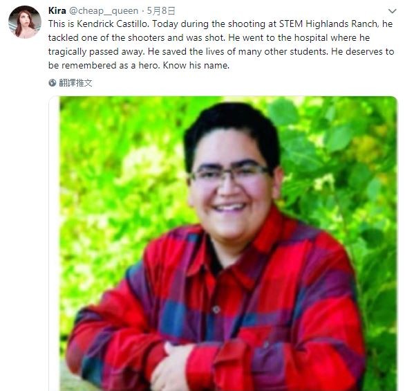人們紛紛在社群媒體哀悼卡斯蒂略，並稱之為「英雄」。（圖擷取自推特）