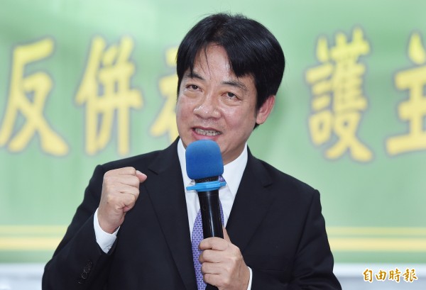 賴清德將2020年的總統大選定位為「反抗中國的併吞，反對一國兩制的一場選舉」。（記者廖振輝攝）