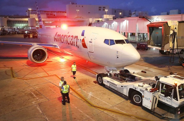 A grounded American Airlines Boeing 737 Max 8 is towed to another location at Miami International Airport in Florida on Wednesday.
Photo: AFP A grounded American Airlines Boeing 737 Max 8 is towed to another location at Miami International Airport in Florida on Wednesday.
Photo: AFP