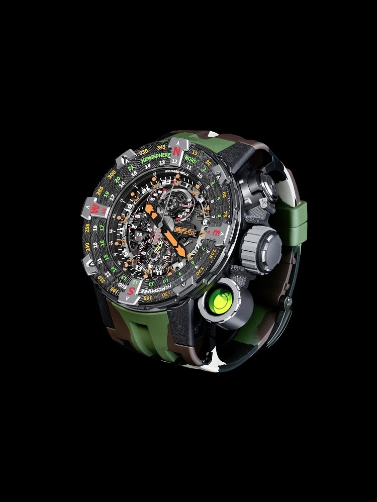 雙向日間錶圈配有24小時刻度、360°刻度盤以及基本方向指示，無論身處地球哪個位置，只要將時針面向太陽並轉動錶圈，24小時刻度盤上就顯示出當地的時間，對在野外辯認方向及確定時間有很大的幫助。