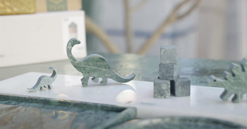 石材透過職人巧手雕琢，可以呈現多種不同風格樣貌，小到文創商品，大到聳立建築。