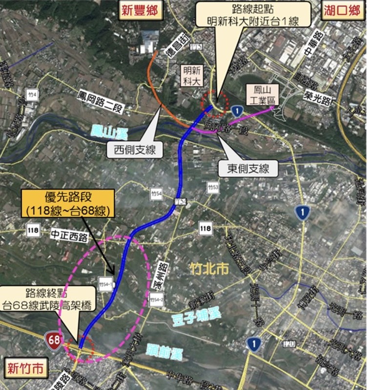 「微上」周邊生活機能無虞，近中正西路商圈、湳雅商圈、華興重劃商圈等，方便日常採買。（圖片來源：新竹縣政府）