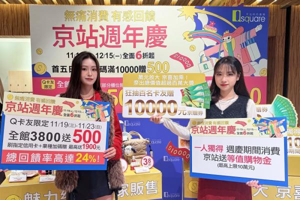 「無痛消費 有感回饋」京站週年慶11/19(三)-12/15(一) 全館6折起