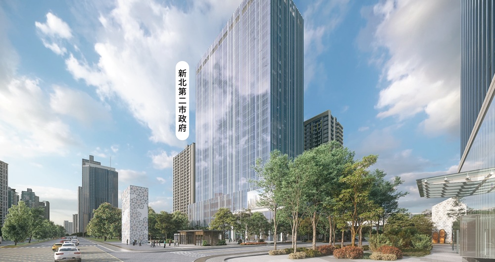 「市政帝景」位於新北市三重市政特區，擁有市政資源、便捷交通。(新北第二市政府／3D透視示意；圖／業者提供)