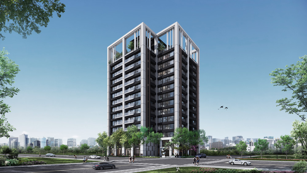 精晨建設選址大13期核心區域，打造一座具備智慧控制與極致坪效的機能住宅「精晨Life Show」，此為3D示意圖。