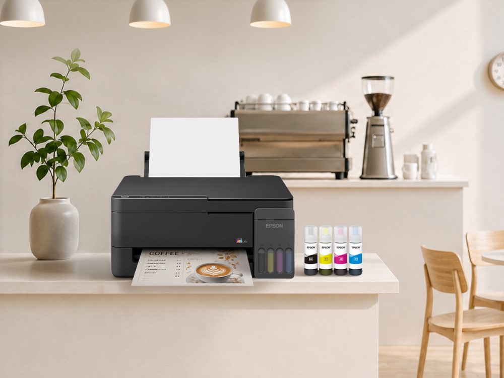 Epson L3310高速三合一連續供墨印表機，耐用度提升至5萬張，適合咖啡店、工作室等小型店家高頻率列印需求，兼顧空間坪效與營運效率。(圖片來源:Epson)