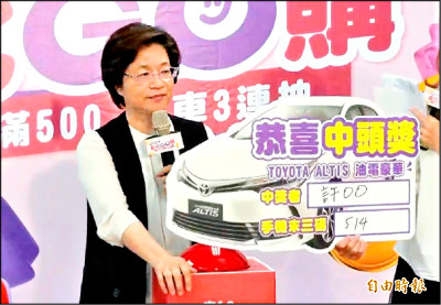 彰化消費抽獎 幸運兒抽中油電車