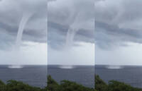 震撼畫面曝光!小琉球海面竄起「巨大水龍捲」直衝雲霄伴隨雷聲