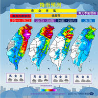 最瘋狂時刻來臨！明後天甩雨彈「紫到發白」 氣溫降至21度