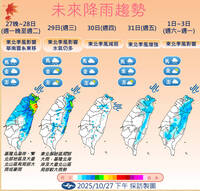 大台北山區、宜蘭週二炸雨彈 週末氣溫降「1字頭」