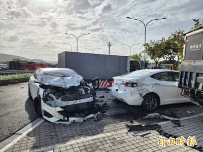 國一楊梅休息站又出事！疑輔助駕駛釀禍連撞5車3人傷