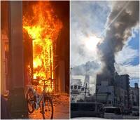 大阪通天閣商店街起火30輛消防車馳援！火勢凶猛濃煙沖天畫面曝