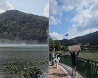 南投春節森林大火！ 國軍直升機急出動灑水 超暖民眾舉牌加油影片曝