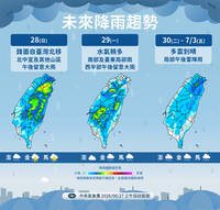 今天西半部仍要注意豪雨 明天鋒面北移降雨才趨緩