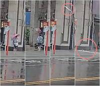 巴威強風吹退等公車女子 下一秒壁磚墜落驚險畫面曝光