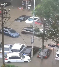 巴威影響！中國瀋陽暴雨淹大水 淹到汽車後視鏡