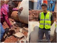 中資工程果然豆腐渣！這國市長親驗「混凝土一捏就碎」 當場飆罵