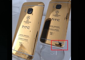糗！HTC宣傳黃金新機照 疑用iPhone拍的
