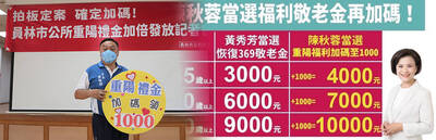 員林重陽敬老金加碼1000元 民進黨候選人虧「抄我的政見」