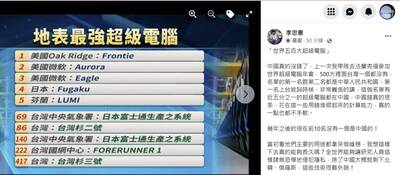 「世界500大超級電腦」有5台是台灣研發 中國退到10名外