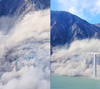 中國四川阿壩紅旗橋合龍不到10個月...... 瞬間垮塌畫面瘋傳