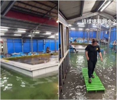 宜蘭「沉浸式釣蝦」影片曝 釣客遇淹水泡腳chill照釣