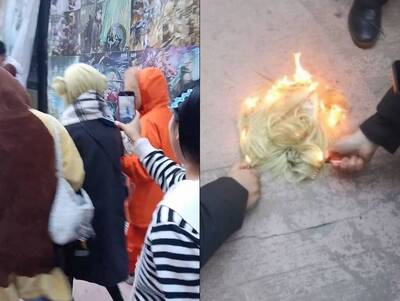 中國女Cos日漫角色慘遭暴走圍攻 假髮被扯焚燒、逼唱國歌