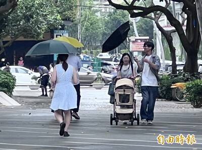 微風也藏亂流 台中草悟道雨傘突翻面引側目