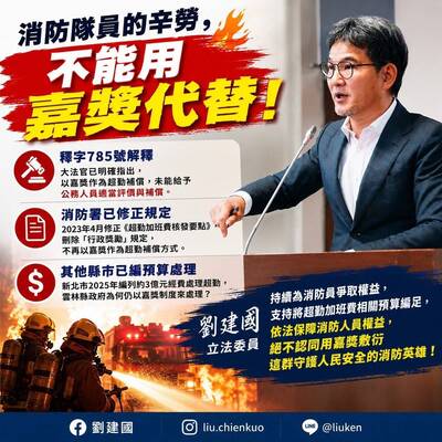 超勤補償爭議！雲林縣府「嘉獎補償加班」 劉建國質疑對消防員不公平