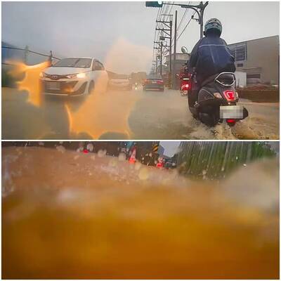桃園淹大水！他騎車下秒疑跌水溝「咕嚕咕嚕」 驚險第一視角曝光