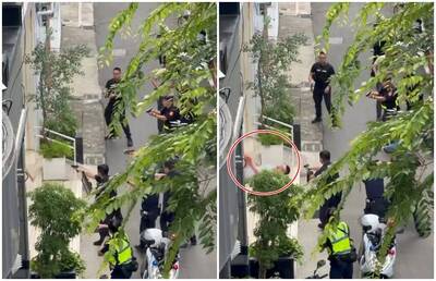 陽明交大美籍教授砍死連襟店長  警「連開4槍」目擊影片曝光！