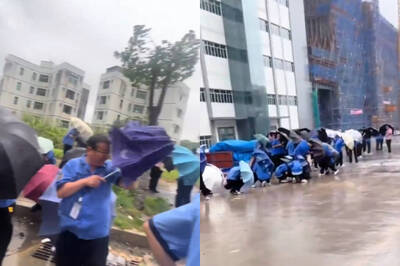 颱風紅霞登陸中國！公司逼員工冒風雨排隊打卡、工人受困高空畫面曝
