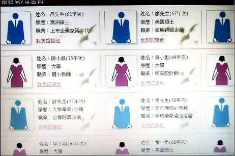 婚友社與媒人婆收費方式不同，採入會制，不分學歷、職業、身高、美醜，會費相同、機會均等。（擷取自網路）