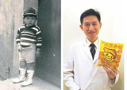 5歲的王醫生〈左〉與王醫生和他代言的王子麵〈右〉。〈截取自網路〉 5歲的王醫生〈左〉與王醫生和他代言的王子麵〈右〉。〈截取自網路〉