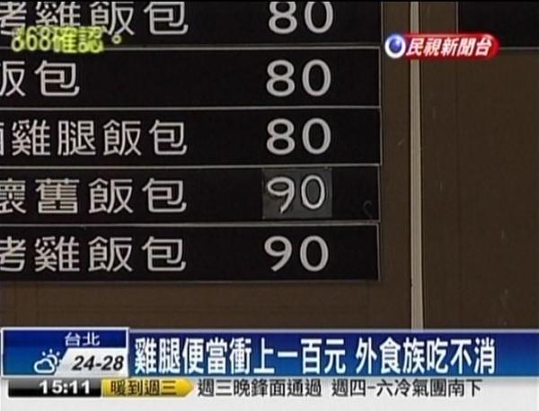 知名便當連鎖店池上飯包因成本考量，打算在清明節調漲便當價格。（民視新聞）