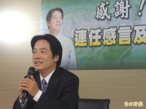 對於是否進取2016大位，台南市長賴清德仍未鬆口。（記者洪瑞琴攝）