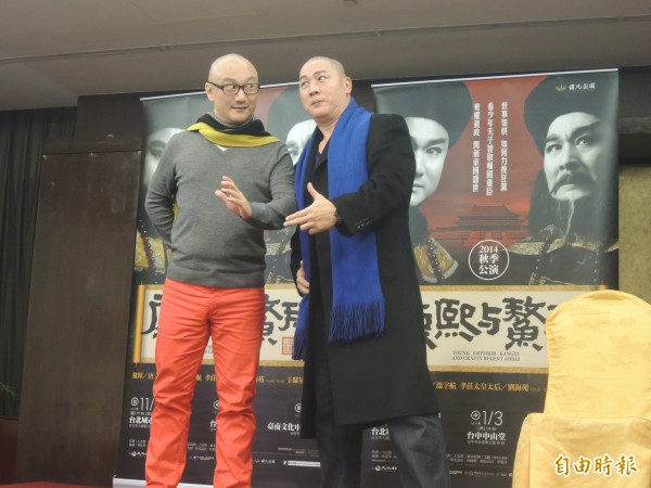 國光劇團大戲《康熙與鰲拜》，兩大要角溫宇航（左）、唐文華（右），演活雙雄間的角力鬥爭。（記者洪瑞琴攝）