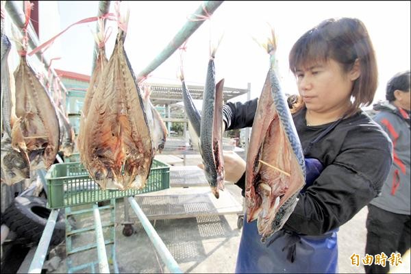 採古早製作方式製作的「鯖魚一夜干」水分多、肉質軟嫩。（記者朱則瑋攝）