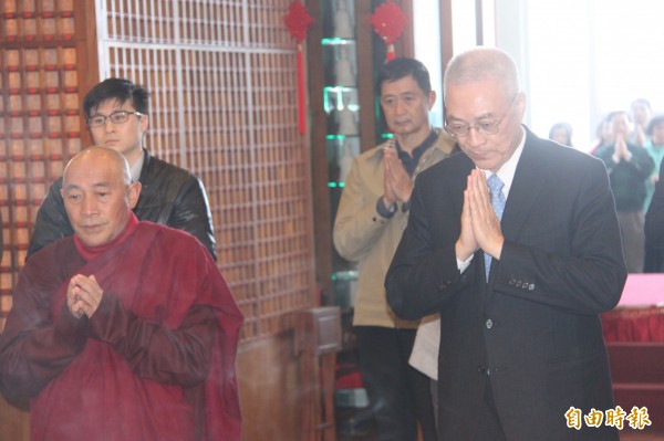 副總統吳敦義到靈鷲山無生道場祈福。（記者林欣漢攝）