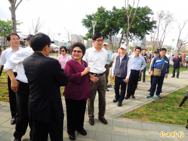 陳菊今天下午現身參加公園啟用典禮。（記者葛祐豪攝）