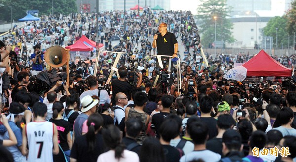 圖為爭普選佔中運動。（資料照，特派記者方賓照攝）