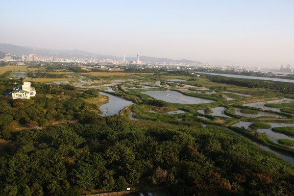 關渡自然公園濕地空拍圖。（圖由關渡自然公園提供）